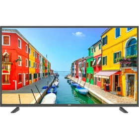 Beko B43L 8900 5A Ultra HD 4K TV, renkli kanal manzarasını gösteren siyah çerçeveli televizyon