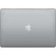 Gri renk Apple MacBook Pro M2 13.3 inç laptop, kapalı halde üst kapakta Apple logosuyla önden görünüm