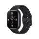 Honor Watch 4 siyah akıllı saat, silikon kayış ve dikdörtgen dokunmatik ekranıyla önden görünür