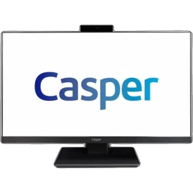 Casper Nirvana A5H.1040-8D00X-V masaüstü bilgisayarın önden görünümü, beyaz ekranda Casper logosu.