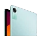 Yeşil Redmi Pad SE 4 GB 128 GB tablet, arka kamera ve ön ekran yüzeyiyle yakın plan görünüm.