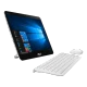 Asus V161GART-BD003R siyah ekranlı masaüstü bilgisayar, beyaz klavye ve fareyle birlikte