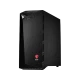 MSI Infinite 8RB-228XTR masaüstü bilgisayar kasası, siyah tasarımı ve ön bağlantı noktalarıyla önden görünüm