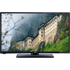 Vestel 40FA5000 Full HD FHD LED televizyon, siyah çerçeveli tasarımı ve manzara yayınıyla önden görünüm