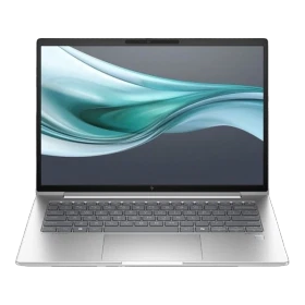 HP EliteBook 640 G11 AD4D0ET gümüş ultrabook laptop ekran ve klavye görünümüyle önden tanıtım görseli