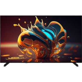 Vestel 50U9530 Ultra HD 4K LED televizyon, ince çerçeveli siyah tasarım ve renkli ekranıyla önden görünüm