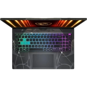 MSI Cyborg 15 B13WEKG-613XTR012 siyah oyuncu laptop klavye ve RGB ışık efektleri görünümü