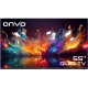 Onvo 55OVF9001UQ Ultra HD 4K QLED TV, siyah çerçeveli ekranında renkli soyut görüntü