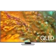 Samsung 55Q80D QLED 55 inç Ultra HD 4K TV, ince tasarım ve QLED efektli canlı ekran görüntüsüyle vitrin görseli.