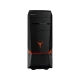 Lenovo Legion Y720T-34IKH siyah masaüstü bilgisayarın önden görünümü, kırmızı LED detaylarıyla