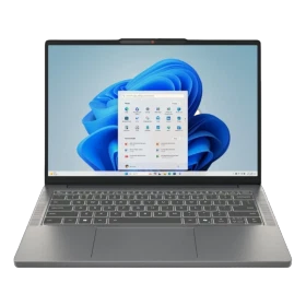 Gri Lenovo IdeaPad Slim 3 83K00028TR iş ve ofis laptopu, açık ekranda önden görünüm