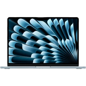 Apple MacBook Air M5 10CPU 10GPU 13.6 inç laptop, açık mavi renk, önden açık ekranlı ana ürün görünümü