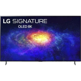 LG OLED77ZX9LA Ultra HD 8K OLED televizyon ekranında LG SIGNATURE ve OLED 8K yazısı görünüyor