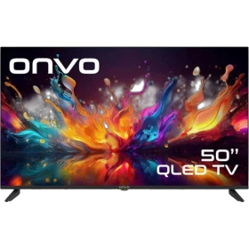 Onvo 50OVF9001UQ Ultra HD 4K LED televizyon, siyah çerçeveli QLED ekran tasarımı