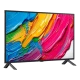 LG 75QNED80A6A 75 inç Ultra HD 4K QNED televizyon, canlı renkli soyut ekran ve siyah tasarım