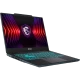 MSI Cyborg 14 A13VE-054XTRWP10 siyah oyuncu laptop; neon RGB klavye ve kalkan amblemi görünen ekran tasarımı