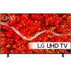 LG 65UP80006LA Ultra HD 4K LED televizyon, canlı kırmızı turuncu manzara ekranı ile vitrin görünümlü