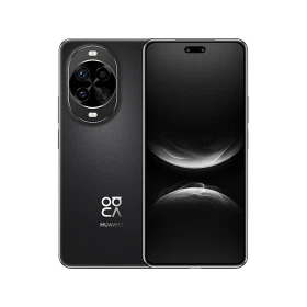 Huawei Nova 14 Pro siyah akıllı telefon, ön ve arka görünüm; geniş ekran ve dairesel çoklu kamera modülü