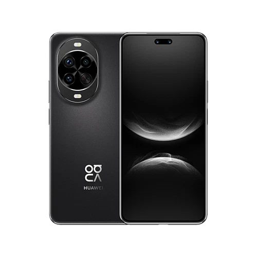 Huawei Nova 14 Pro siyah akıllı telefon, ön ve arka görünüm; geniş ekran ve dairesel çoklu kamera modülü