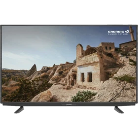 Grundig Berlin 50 GEU 7955 A Ultra HD 4K LED televizyon, siyah çerçeveli ekranında manzara gösteriyor