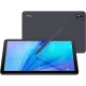 TCL Tab 10 S mat gri uygun fiyatlı tablet; ön ekran görüntüsü ve arka kamera tasarımı birlikte görünüyor.