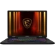 MSI Pulse A17 AI+ C3XWGKG-020TR siyah oyuncu laptop ekranında altın ışıklar ve ejderha logosu görünüyor