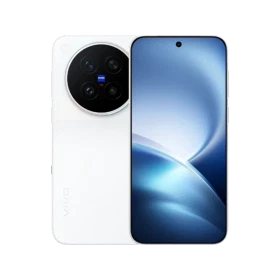 Vivo X500 Pro beyaz telefonun ön ve arka yüzü, geniş ekranı ve çoklu kamera modülüyle birlikte