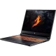 Acer Nitro V 16 ANV16-41-R30M siyah oyuncu laptop, turuncu aydınlatmalı klavye ve açık ekran ile çapraz açıdan görünüm