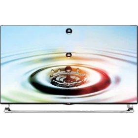 LG 55LA970V Ultra HD 4K LED televizyon, genel renkli ince çerçeveyle vitrin ekranı gösterimi