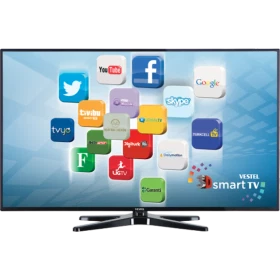 Vestel 42PF8175 Full HD LED televizyon, sosyal medya uygulamaları ekranı ve ayaklı tasarımıyla önden görünür