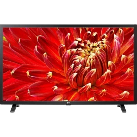 LG 32LM6300PLA Full HD LED televizyon, kırmızı çiçek temalı ekranda, siyah tasarımlı vitrin görünümü