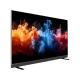 Vestel 65QMG9950 Ultra HD 4K QLED TV, renkli duman görüntüsü ve ince siyah çerçevesiyle önden görünür.