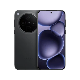 Oppo Find X8 Plus siyah akıllı telefon, ön ekran ve arka kamera modülüyle vitrin görünümü
