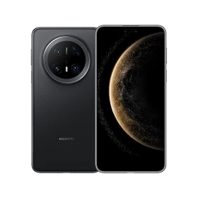 Huawei Mate 70 Pro siyah akıllı telefon, ön ekran ve dairesel çoklu arka kamera modülüyle vitrin görünümü