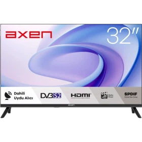 Axen AX32HMLN-N01S 32 inç HD Ready HD TV, siyah çerçeveli televizyon ve ayakları