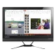 Lenovo Ideacentre 300-23ISU masaüstü bilgisayarın siyah ekranı ve ayaklı monoblok tasarımı