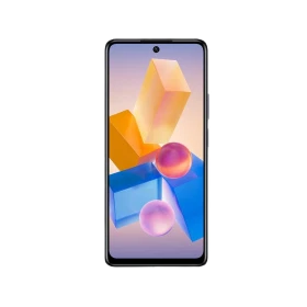 Infinix Hot 40 Pro siyah akıllı telefon, önden görünüm, ekran açık ve ince çerçeveli tasarım