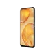 Huawei P40 Lite siyah akıllı telefon, ön yüzü ve canlı turuncu ekranıyla eğik açıdan görüntüleniyor