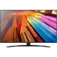 LG 43UT81006LA Ultra HD 4K LED televizyon; renkli şehir ışıkları ekranında, vitrin görünümü