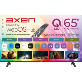 Axen AX65QUMLN-W02M 65 inç Ultra HD 4K LED televizyon, webOS arayüzü ve Magic Remote kumandasıyla