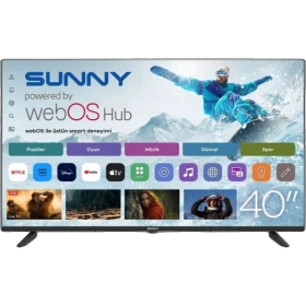 Sunny SN40LEDM-W02S Full HD FHD TV, ince çerçeveli siyah televizyon ve webOS ekranı