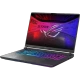 Asus ROG Strix G16 G615JH-RV052 FR22 siyah oyuncu laptop, RGB ışıklı klavye ve oyun ekranı görünüyor