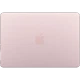 Apple MacBook Neo pembe laptop, kapalı halde üst kapak görünümü ve ortada Apple logosu