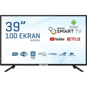 Onvo OV39150 HD Ready 39 inç Smart LED televizyon, siyah çerçeveli ön görünüm