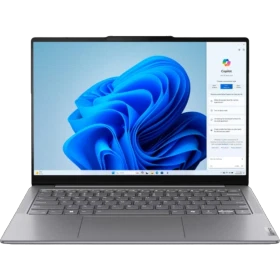 Lenovo Yoga Slim 7 83CV00E4TR gri iş ve ofis laptopu, önden açık ekran ve klavye görünümü