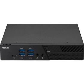 Asus Mini PC PB40-BC178ZV siyah masaüstü bilgisayarın ön paneli ve bağlantı noktaları