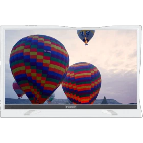 Arçelik A48 LW 6536 Full HD LED TV, beyaz çerçeveli ekranda renkli sıcak hava balonlarıyla gösteriliyor