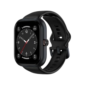 Honor Choice Watch siyah akıllı saat, kadranı ve ayarlanabilir silikon kayışıyla üç çeyrek açıdan görülüyor