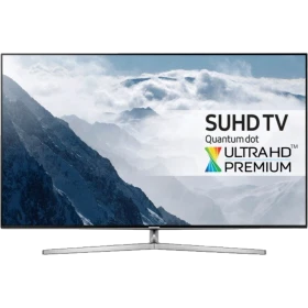 Samsung 75KS8090 Ultra HD 4K LED televizyon; dağ manzaralı ekran ve Quantumdot Premium yazısı görünüyor