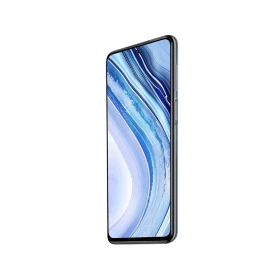 Xiaomi Redmi Note 9 Pro siyah akıllı telefon, ince çerçeveli ekran ve ön kamera deliğiyle önden görünüm
